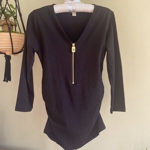 Michael Kors black long sleeve V-neck top Size Small
